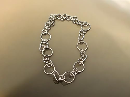 LeoLars-PABE handgeschmiedete Kette aus 925er Silber mit großen und kleinen Gliedern, 70cm lang, ohne Verschluss geschlossen, Unikat, Handarbeit, Maße: 700mm x 30mm x 2mm
