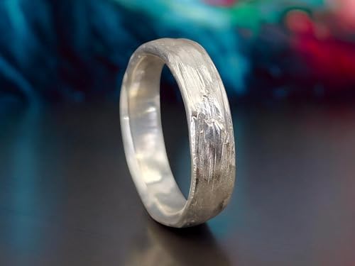 LeoLars-PABE Kräuterblätter 420 Design Ring aus 925er Silber, Oberfläche aus echten Kräutern abgeformt, Größe: 55 (17,5), Unikat, Handarbeit