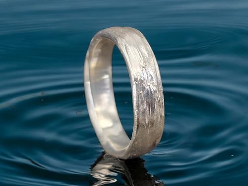 LeoLars-PABE Kräuterblätter 420 Design Ring aus 925er Silber, Oberfläche aus echten Kräutern abgeformt, Größe: 55 (17,5), Unikat, Handarbeit