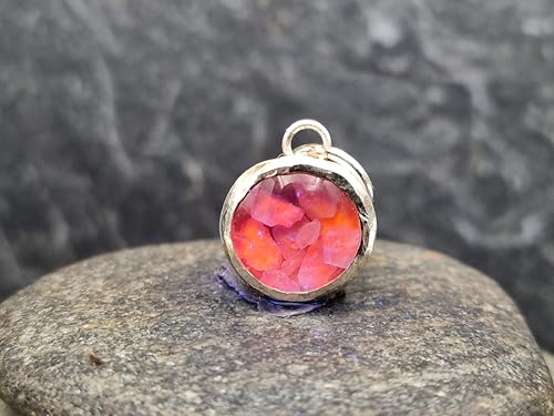 LeoLars-PABE Hackmanit Splitter Design Anhänger aus 925er Silber, von rosa über leuchtend orange im UV Licht bis lila leuchtende Steine, Unikat, Handarbeit,