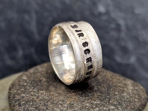 LeoLars-PABE Individueller Sprüche Ring Is mir schnurtz aus 925er Silber, punziert, teilgeschwärzt, Größe: 59 (18,8), Unikat, Handarbeit