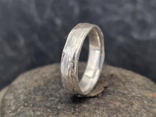 LeoLars-PABE Kräuterblätter 420 Design Ring aus 925er Silber, Oberfläche aus echten Kräutern abgeformt, Größe: 55 (17,5), Unikat, Handarbeit