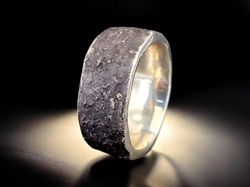 LeoLars-PABE Herren Sushi Design Ring aus 925er Silber, Noriblatt Oberflächenstruktur, geschwärzt, Größe 62 (19,8) Unikat, Handarbeit