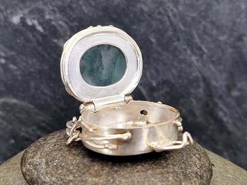 LeoLars-PABE Moosachat Medaillon aus 925er Silber mit 70cm Silberkette, Mooachat-PictureStone-Blick in den Wald, organisch verspielt,Unikat, Handarbeit