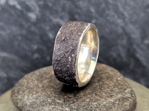 LeoLars-PABE Herren Sushi Design Ring aus 925er Silber, Noriblatt Oberflächenstruktur, geschwärzt, Größe 62 (19,8) Unikat, Handarbeit