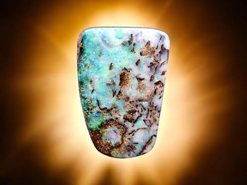 wundervoller Multicolor Boulder Opal Anhänger, gebohrt mit 60cm Lederband, Picture Stone Opal-Multicolor Opalfeuer, Maße: 29mmx 19,5mm x 8,5mm, Unikat, Handgeschliffen, Unisex, Nr.249