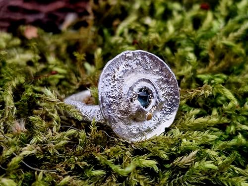 LeoLars-PABE Grob geschmiedeter Parti Saphir Design Ring, Gr. 56 (18), aus 925er Silber und kleinem Goldakzent, organisch wild, Unikat, Handarbeit