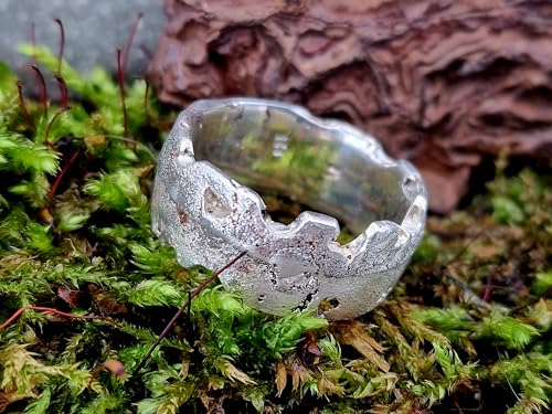 LeoLars-PABE 925er Silber Sandguss Design Ring, Gr.61 (20,5), Nr.146, Sandguss typische Oberflächen Struktur, zerstörtes Design mit rausgebrochenen Stellen, Unikat, Handarbeit