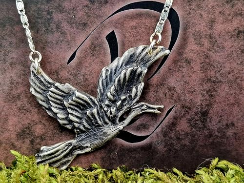 LeoLars-PABE Handmoddelierter Design Kranich Anhänger aus 925er Silber, 58cm langer Silberkette, teilgeschwärzt, Glücksbringer, Unikat, Unisex, Handarbeit