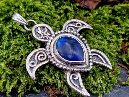 LeoLars-PABE Schwarzer Opal Design Schildkröten Anhänger im hawaiianischen Stil aus 925er Silber, Opal mit tollem blauen Opalfeuer, groß, Unikat, Handarbeit