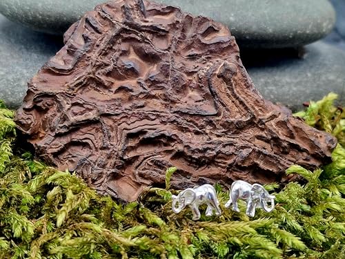 Elefanten Ohrstecker aus 925er Silber, Afrika, Asien, mit Flügelmutter Verschluss, Handarbeit, Ohrsteckermaße: 9,7mm x 6,9mm x 11,9mm