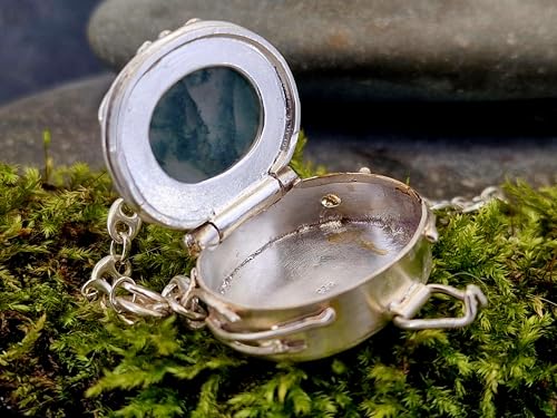 LeoLars-PABE Moosachat Medaillon aus 925er Silber mit 70cm Silberkette, Mooachat-PictureStone-Blick in den Wald, organisch verspielt,Unikat, Handarbeit