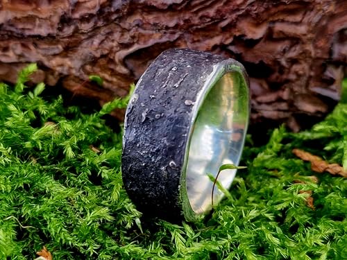 LeoLars-PABE Herren Sushi Design Ring aus 925er Silber, Noriblatt Oberflächenstruktur, geschwärzt, Größe 62 (19,8) Unikat, Handarbeit