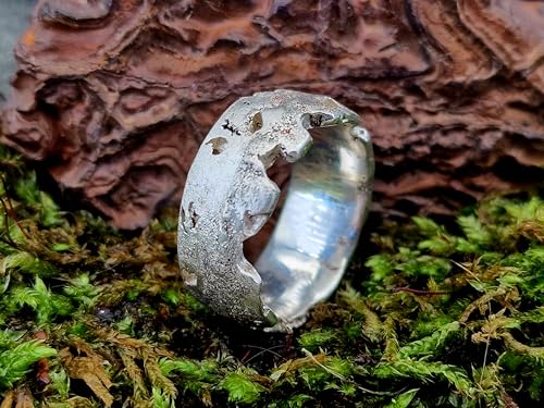 LeoLars-PABE 925er Silber Sandguss Design Ring, Gr.61 (20,5), Nr.146, Sandguss typische Oberflächen Struktur, zerstörtes Design mit rausgebrochenen Stellen, Unikat, Handarbeit