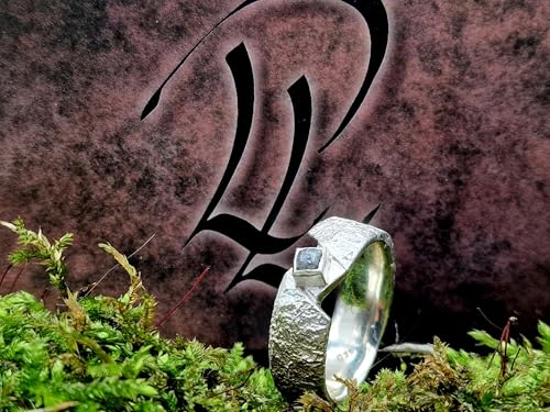 LeoLars-PABE Rohdiamant Würfel Design Ring aus 925er Silber, Größe 62-63 (19,8), angeschmolzene Oberflächen Struktur, Unikat, Handarbeit