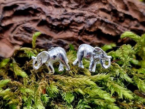 Elefanten Ohrstecker aus 925er Silber, Afrika, Asien, mit Flügelmutter Verschluss, Handarbeit, Ohrsteckermaße: 9,7mm x 6,9mm x 11,9mm