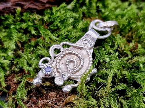 LeoLars-PABE Tansanit Design Anhänger aus 925er Silber, Spirale des Lebens, modern, wild, runder facettierter Tansanit, Unikat, Handarbeit
