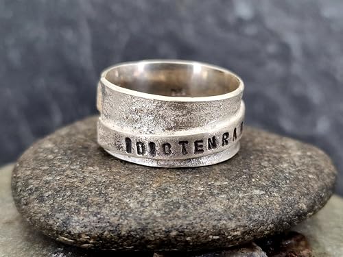 LeoLars-PABE Sprüche Design Ring Idiotenradar aus 925er Silber. punziert, angeschmolzen, teilgeschwärzt, Größe: 62 (19,8), Unisex, Unikat, Handarbeit