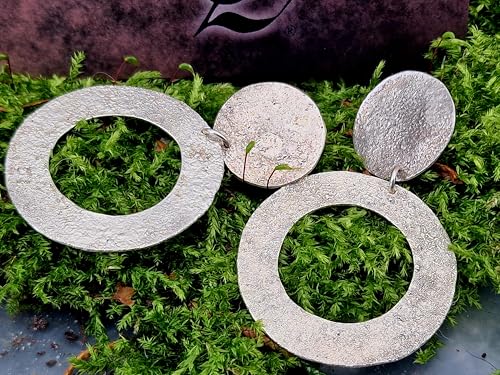 Große Design Ohrhänger aus 925er Silber mit feiner steiniger Oberflächen Struktur mit Steckern, zum baumeln, Unikat, Handarbeit