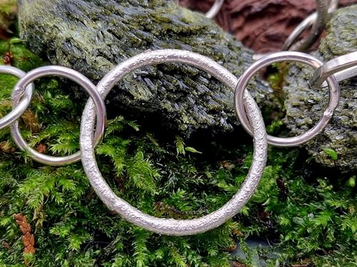 LeoLars-PABE handgeschmiedete Kette aus 925er Silber mit großen und kleinen Gliedern, 70cm lang, ohne Verschluss geschlossen, Unikat, Handarbeit, Maße: 700mm x 30mm x 2mm
