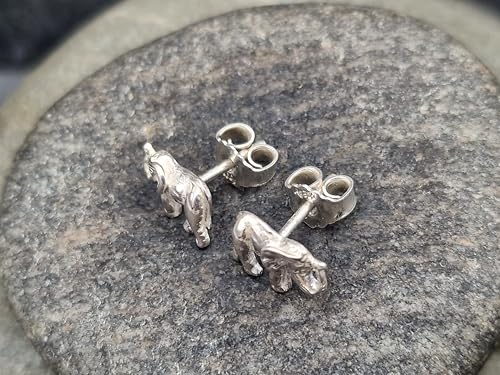 Elefanten Ohrstecker aus 925er Silber, Afrika, Asien, mit Flügelmutter Verschluss, Handarbeit, Ohrsteckermaße: 9,7mm x 6,9mm x 11,9mm