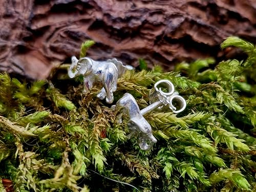 Elefanten Ohrstecker aus 925er Silber, Afrika, Asien, mit Flügelmutter Verschluss, Handarbeit, Ohrsteckermaße: 9,7mm x 6,9mm x 11,9mm