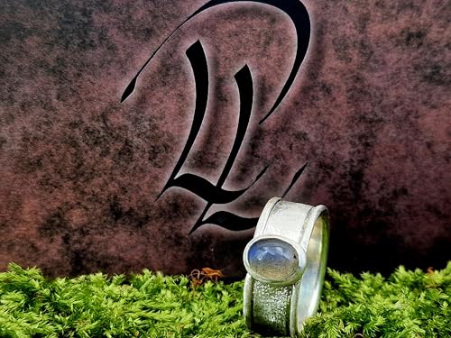 Labradorit Design Ring aus 925er Silber, Gr. 60-61(19,3), Labradorit Cabochon mit schönem rollenden blauen Farbspiel, Unikat, Handarbeit