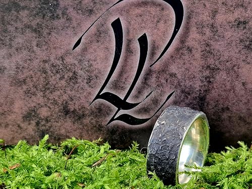 LeoLars-PABE Herren Sushi Design Ring aus 925er Silber, Noriblatt Oberflächenstruktur, geschwärzt, Größe 62 (19,8) Unikat, Handarbeit