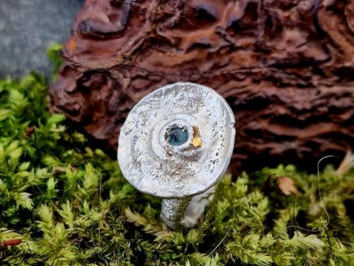 LeoLars-PABE Grob geschmiedeter Parti Saphir Design Ring, Gr. 56 (18), aus 925er Silber und kleinem Goldakzent, organisch wild, Unikat, Handarbeit