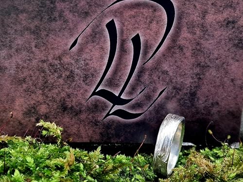 LeoLars-PABE Kräuterblätter 420 Design Ring aus 925er Silber, Oberfläche aus echten Kräutern abgeformt, Größe: 55 (17,5), Unikat, Handarbeit