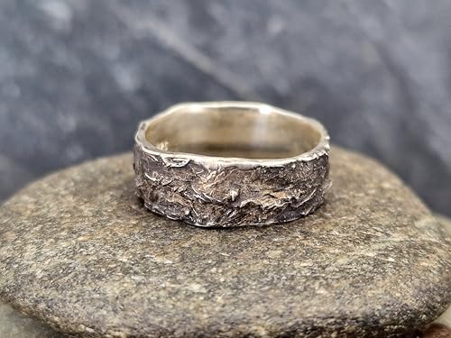 LeoLars-PABE geschwärzter Damen Ring im Sushi Design aus 925er Silber, Noriblatt Oberflächen Struktur, Unikat, Handarbeit, Größe 58 (18,2)