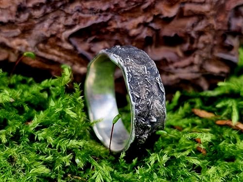 LeoLars-PABE geschwärzter Damen Ring im Sushi Design aus 925er Silber, Noriblatt Oberflächen Struktur, Unikat, Handarbeit, Größe 58 (18,2)