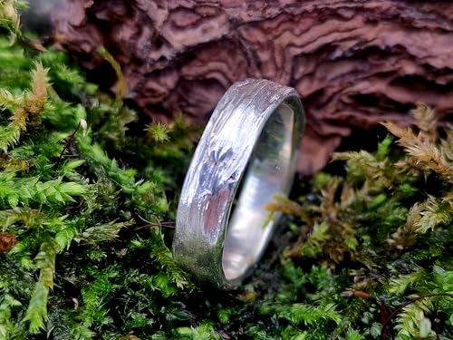LeoLars-PABE Kräuterblätter 420 Design Ring aus 925er Silber, Oberfläche aus echten Kräutern abgeformt, Größe: 55 (17,5), Unikat, Handarbeit