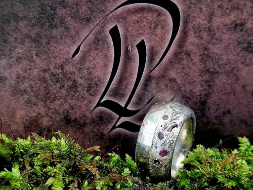 LeoLars-PABE Sandguss Chaos Design Ring aus 925er Silber, massiv, Größe 54 (17,2), verschieden farbige Saphiren, halbpoliert, halb Sandguss Oberfläche, Nr.135, Unikat, Handarbeit