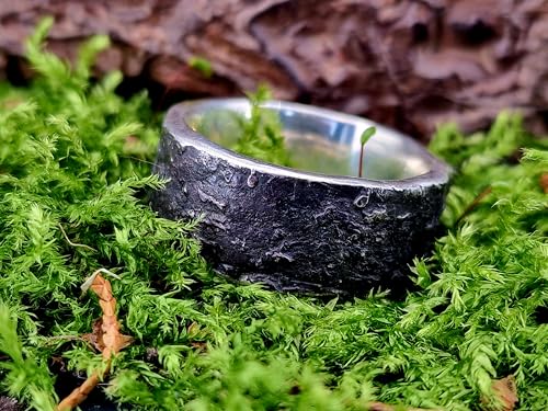 LeoLars-PABE Herren Sushi Design Ring aus 925er Silber, Noriblatt Oberflächenstruktur, geschwärzt, Größe 62 (19,8) Unikat, Handarbeit