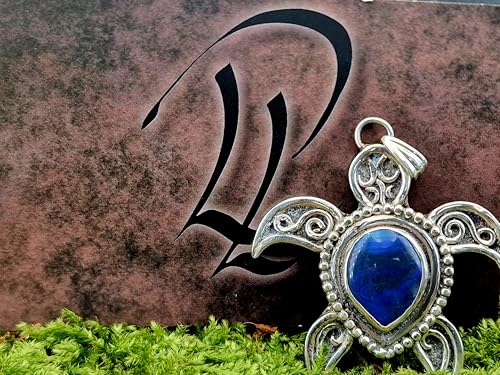 LeoLars-PABE Schwarzer Opal Design Schildkröten Anhänger im hawaiianischen Stil aus 925er Silber, Opal mit tollem blauen Opalfeuer, groß, Unikat, Handarbeit