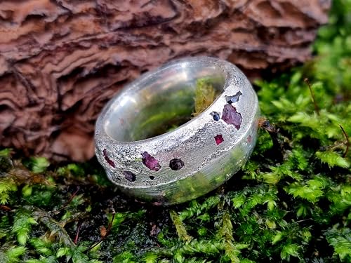 LeoLars-PABE Sandguss Chaos Design Ring aus 925er Silber, massiv, Größe 54 (17,2), verschieden farbige Saphiren, halbpoliert, halb Sandguss Oberfläche, Nr.135, Unikat, Handarbeit