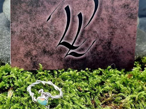 LeoLars-PABE Verspielter, zarter Lightning Ridge Opal Design Ring aus 925er Silber, Gr. 52 (16,7), kräftiges Opalfeuer in blau und grün, Unikat, Handarbeit