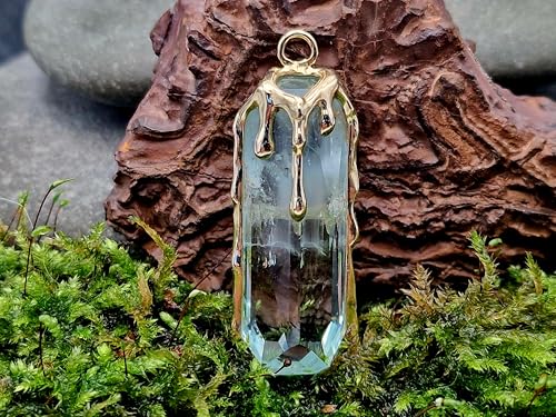 LeoLars-PABE Herrlicher blauer Aquamarin Anhänger mit 585er Gelbgold Fassung,Tropfen Design, Aquamarin-Sonderschliff, Präzisionsschliff, Unikat, Handarbeit, Anhängermaße: 44,7mmx 7,2mm x13,8mm
