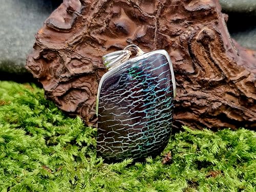 LeoLars-PABE Außergewöhnlicher Boulder Opal Anhänger aus 925er Silber, tolles Muster durch viele gemeine Opaladern und Opalfeuer in grün, Unikat, Handarbeit, Unisex