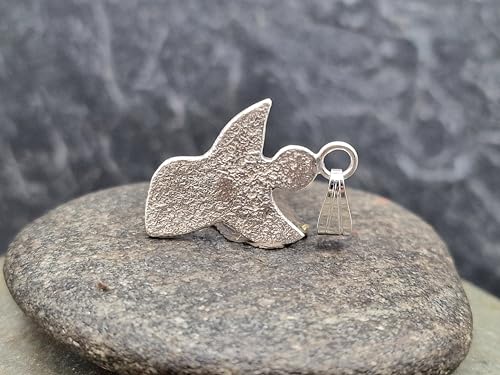 LeoLars-PABE Schutzengel Anhänger aus 925er Silber mit angeschmolzener Oberflächen Struktur mit Schlaufe, Unikat, Handarbeit, Unisex