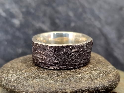 LeoLars-PABE Herren Sushi Design Ring aus 925er Silber, Noriblatt Oberflächenstruktur, geschwärzt, Größe 62 (19,8) Unikat, Handarbeit