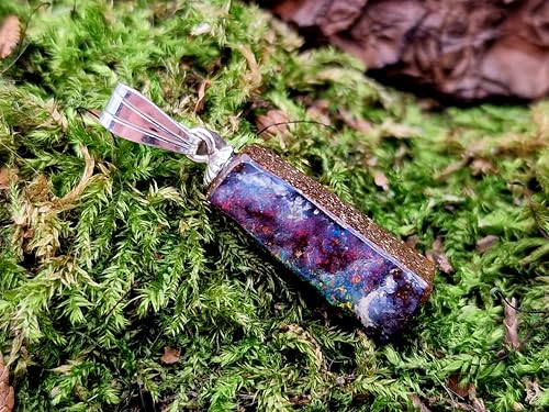 LeoLars-PABE Multicolor Boulder Opal Anhänger mit 925er Silber Stiftöse, Opalfeuer in allen Farben mit viel rot, tolles Muster, Anhängergröße: 22,6mm x 6,8mm x 6,8mm, Unikat, Handgeschliffen