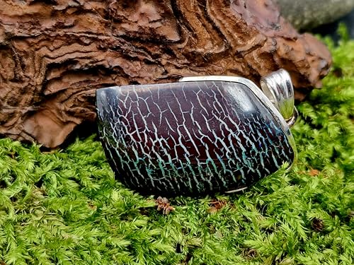 LeoLars-PABE Außergewöhnlicher Boulder Opal Anhänger aus 925er Silber, tolles Muster durch viele gemeine Opaladern und Opalfeuer in grün, Unikat, Handarbeit, Unisex