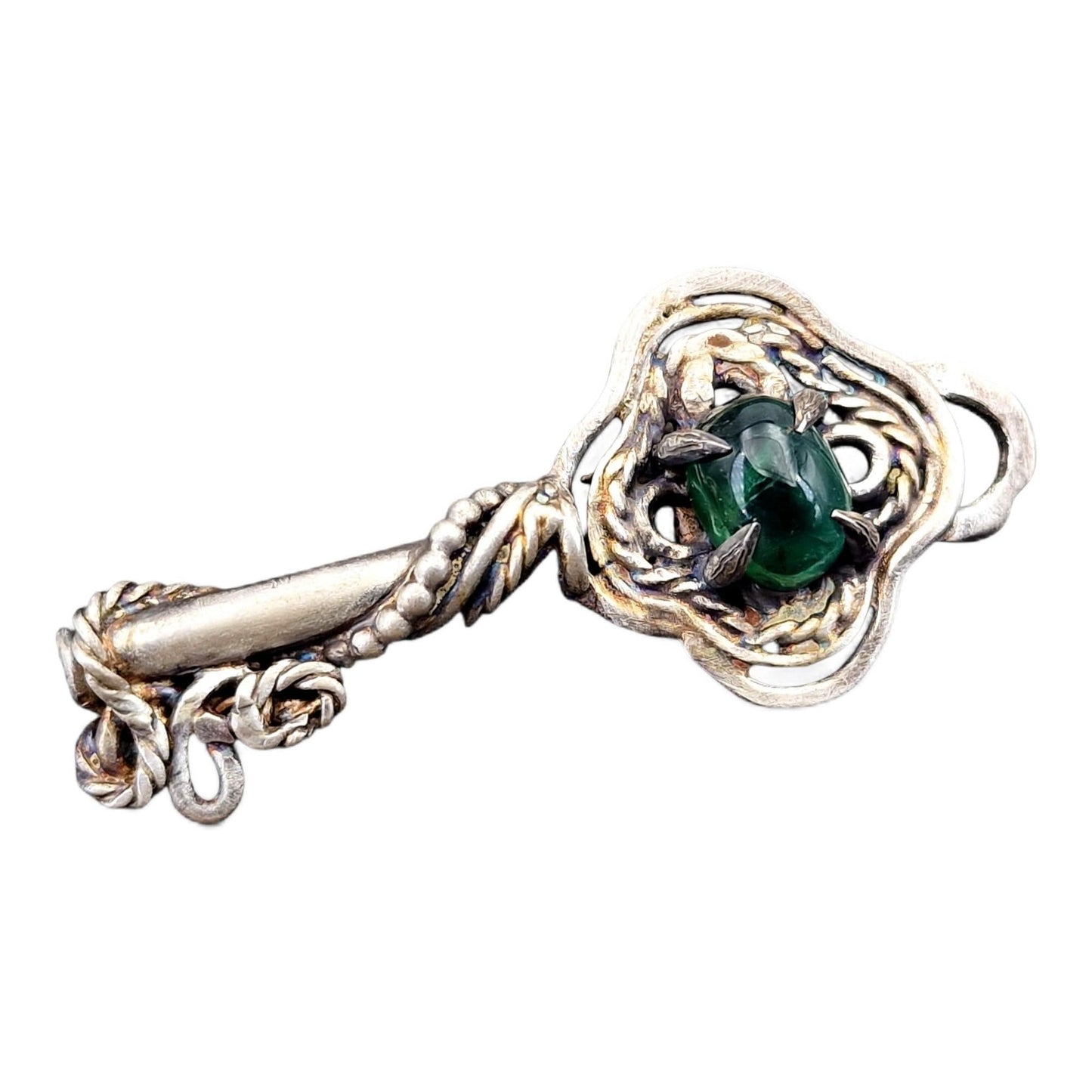 LeoLars-PABE Mystischer Schlüssel Anhänger mit grün-blauem Turmalin aus 925er Silber, individuell, magisch, zauberhaft, Unikat, Handarbeit, Unisex