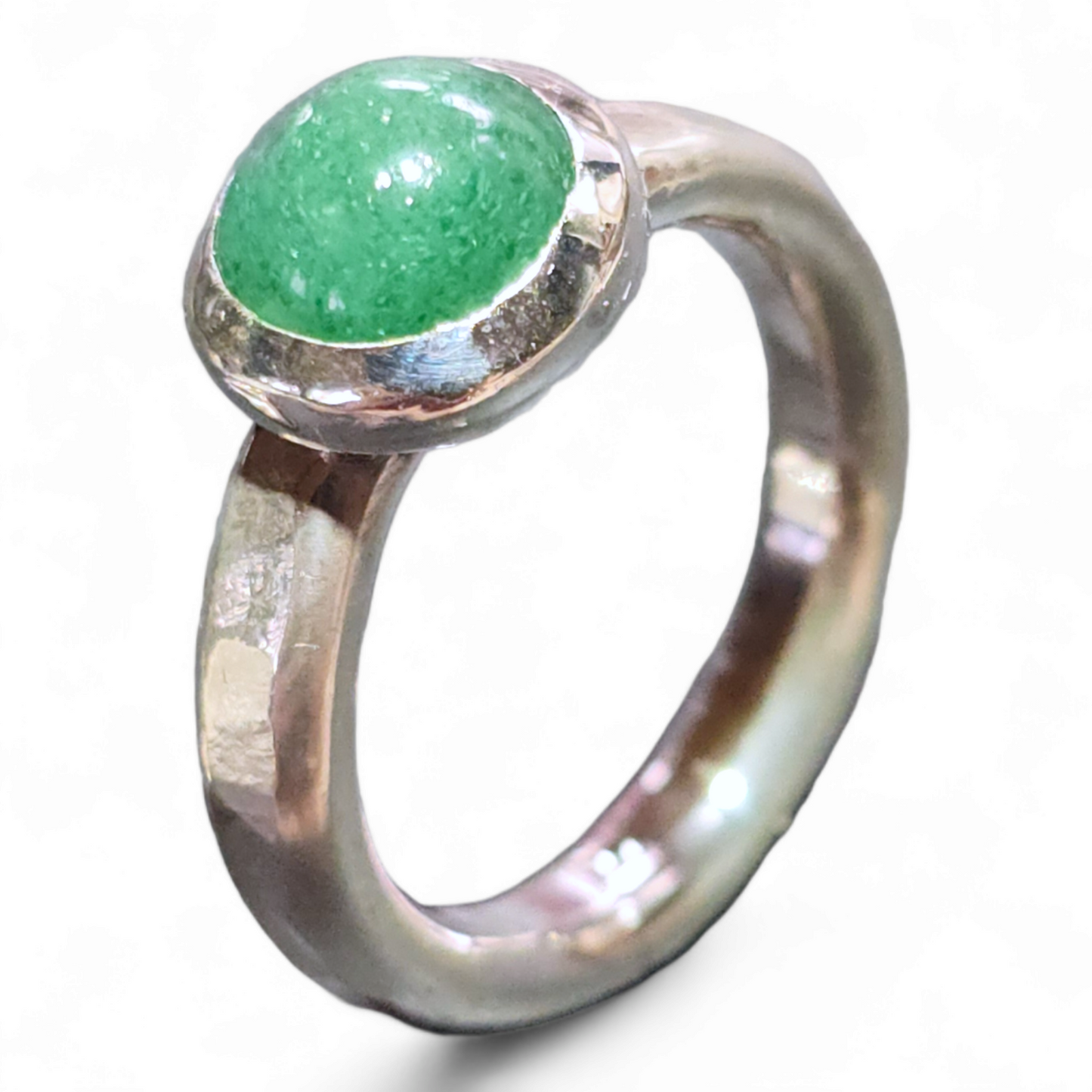 LeoLars-PABE Aventurin Ring, Gr.60 (19), aus 925er Silber, gehämmert, mit Glitzer, Unikat, Handarbeit