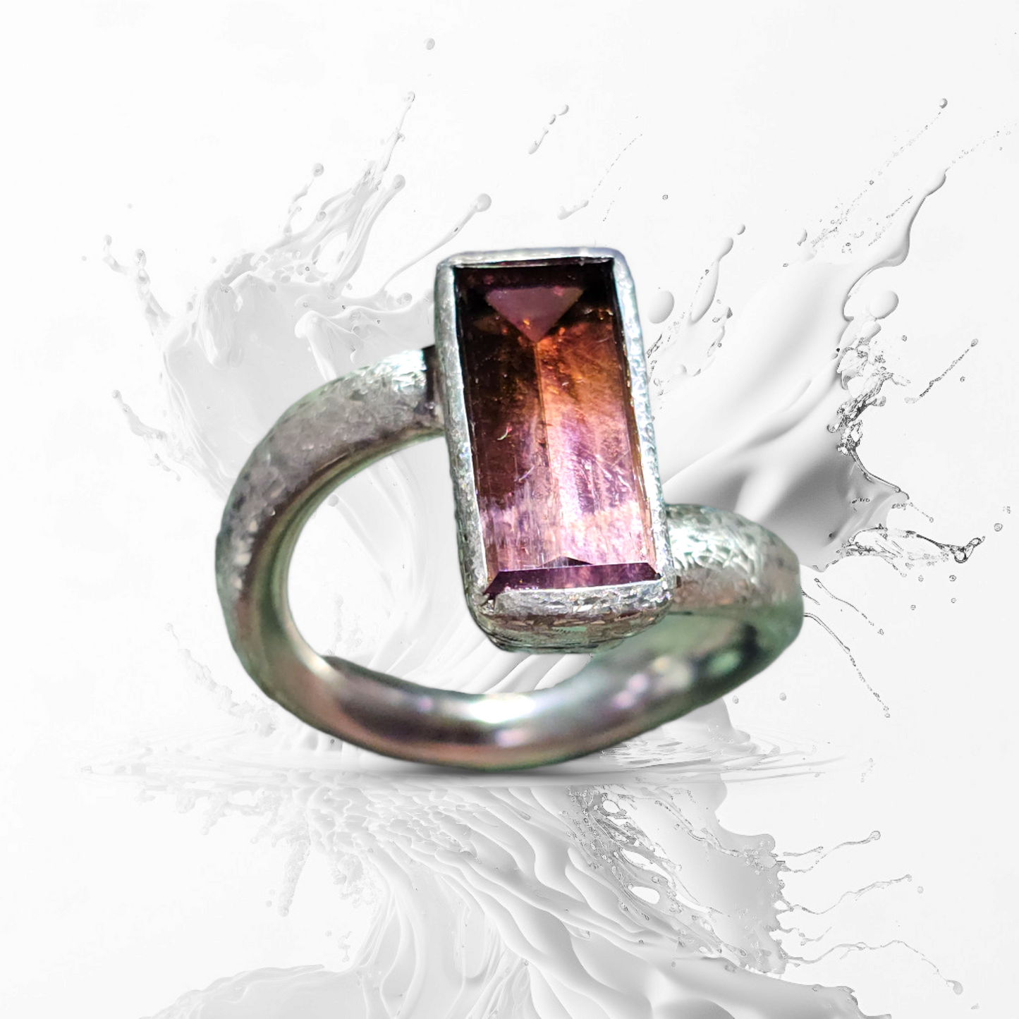 LeoLars-PABE Design Ring aus 925er Silber mit Turmalin in Spiegelschliff, Gr.62, Unikat, Handarbeit