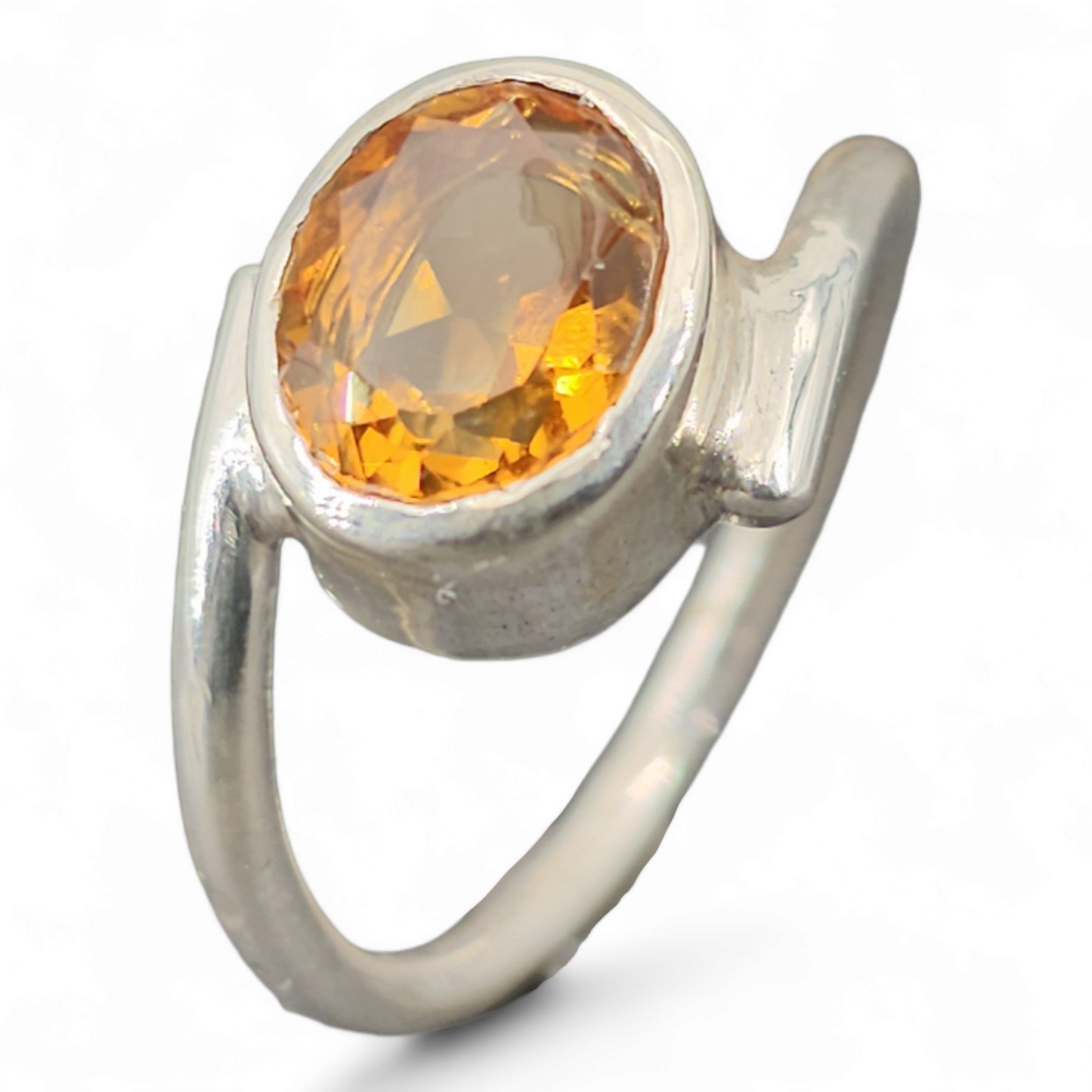 LeoLars-PABE Ring mit ovalen Citrin aus 925er Silber, Gr.58, Unikat, Handarbeit