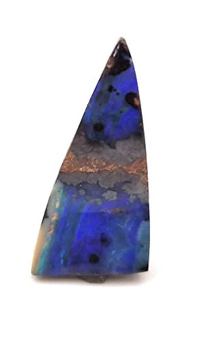LeoLars-PABE Boulderopal Anhänger gebohrt mit 60cm Lederband, intensiv blau mit grünem Opalfeuer, Boulder Opal 22.4 x 10.9 x 5.9mm, Unikat, Handgeschliffen