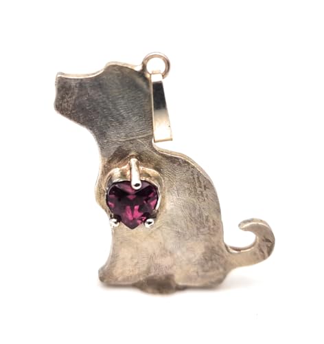 LeoLars-PABE Hundewelpen Anhänger aus 925er Silber mit rosa Turmalin Herz, seidenmatt, Hund, Handarbeit